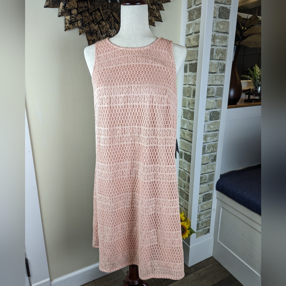 NWT Adrianna Papell Lace Trim Short Dress in Rose Blush Size 8